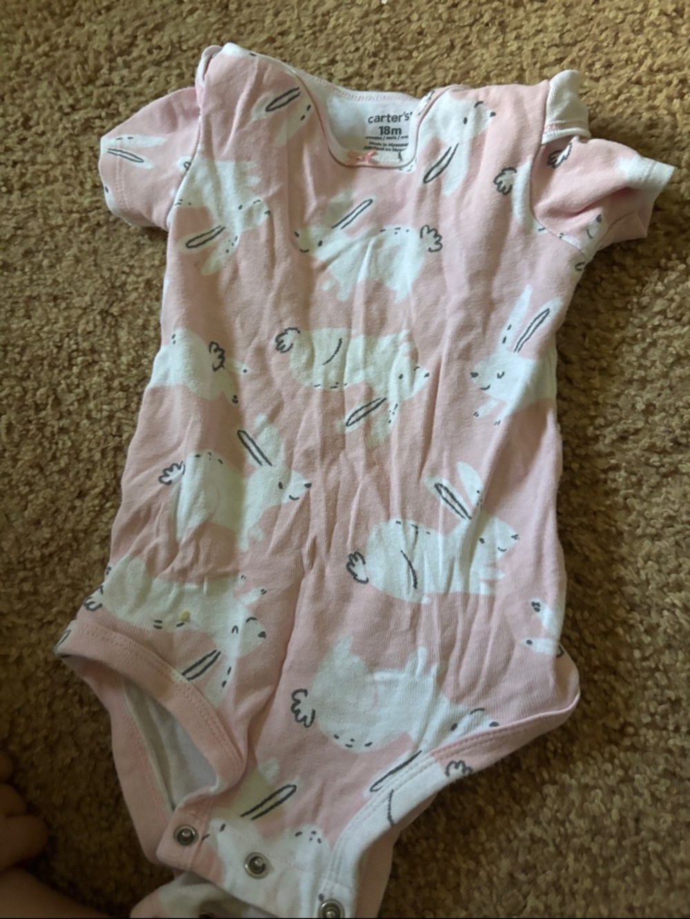 Carter's Pink and White Bunny Print Short-Sleeve Bodysuit